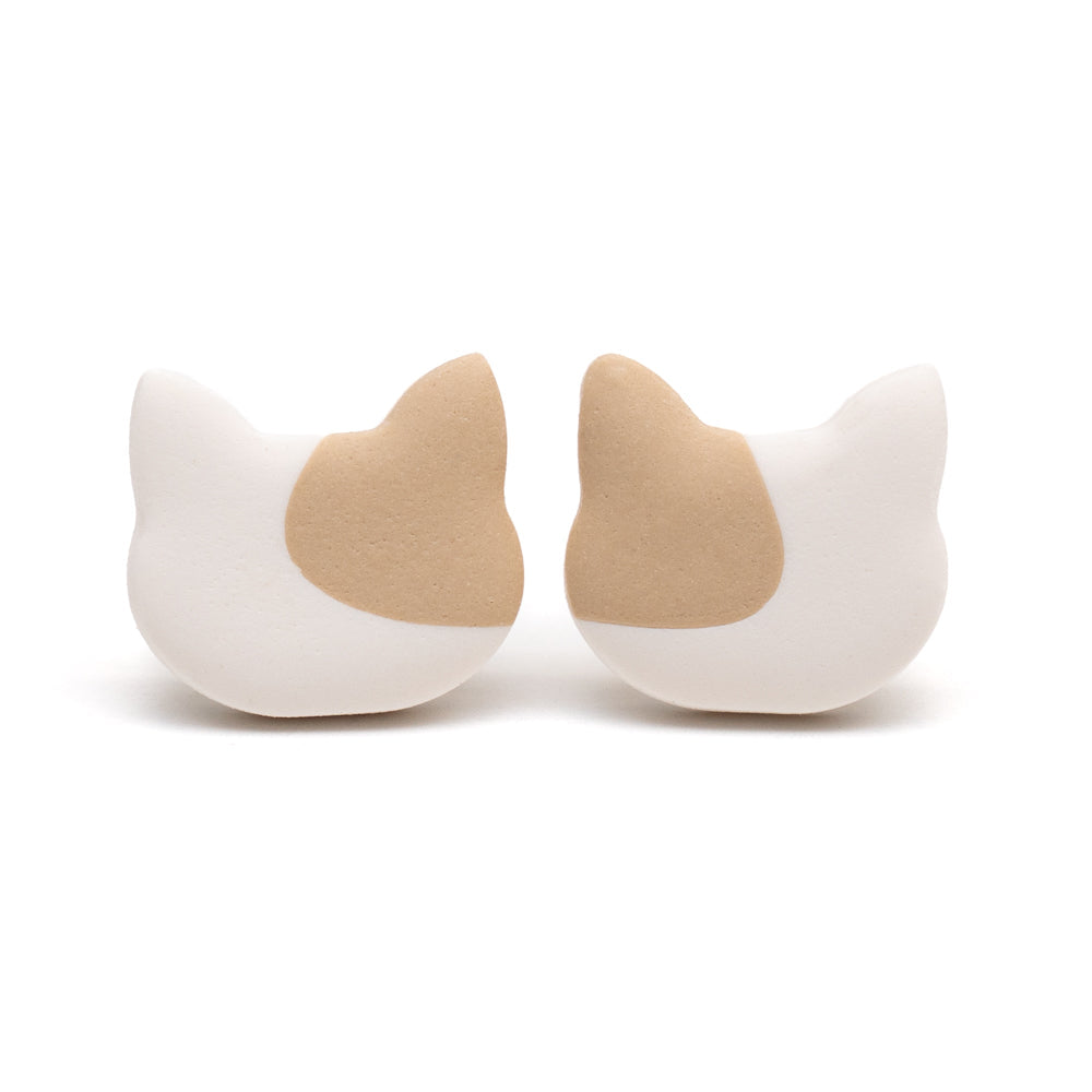 With Love, Whit Polymer Clay Cat Head Earrings