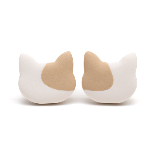 With Love, Whit Polymer Clay Cat Head Earrings