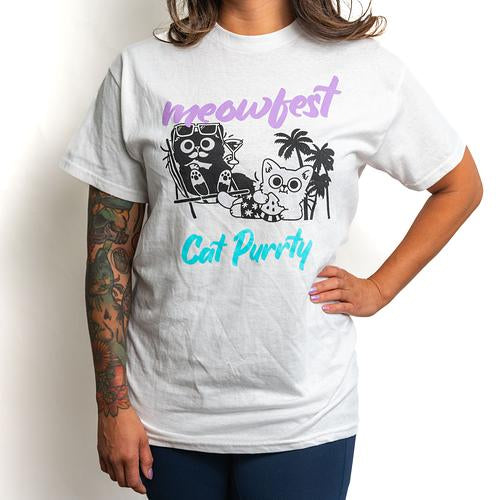 meowfest Cat Party T-shirt - White