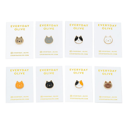 Cat Head Enamel Pin - Every Day Olive